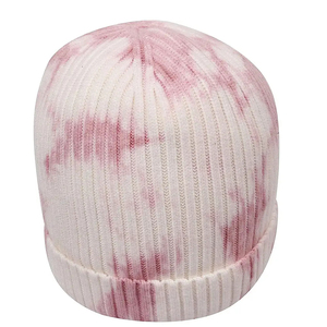 Unisex Acrylic Knitted Beanie Hat Pink Tie Dye Pattern Casual <b>Winter</b> <b>Cap</b> 56-58CM Outer Inner Design Beanies <b>Caps</b> - Product Image 5