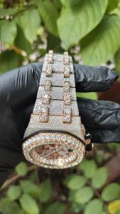 Montre de luxe pour homme, entièrement sertie de diamants VVS, grand cadran rond, entièrement sertie de diamants Moissanite - Product Image 5