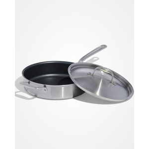 High Quality Stainless Steel Fry <b>Pan</b> with Lid Mirror Finish Induction Compatible Skillet for Healthy Deep Frying In Best Price - Product Image 3
