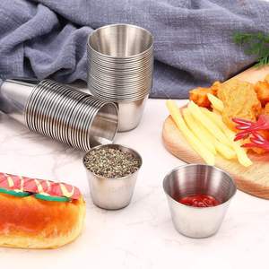 Hot Selling Item Commercial Grade Stainless Steel Dipping Sauce <b>Cups</b> Individual Portion <b>Cups</b> Condiment Storage Container Box - Product Image 1
