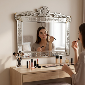 Elegante Espejo Barroco Veneciano de Estilo Antiguo |   Espejo de Pared Decorativo de Vidrio de Lujo para Sala de Estar, Dormitorio e Interiores de Hotel - Product Image 3