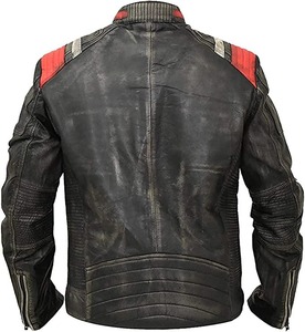 Men Skull Print Genuine Leather <b>Biker</b> <b>Jacket</b> Motorcycle <b>Jacket</b> - Product Image 3