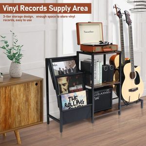 Multifunction 3-Tier Vinyl <b>Record</b> <b>Storage</b> Stand for Acoustic Electric Guitar & Bass for Guitar Players & Music Enthusiasts - Product Image 6
