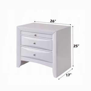 Comodino in Legno Bianco con 2 Cassetti e 1 Vassoio, Elegante Pezzo d'Arredamento - Product Image 3