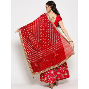 Bandhani Dupatta with Lace Border Traditional Tie Dye Ethnic Dupatta for Women Wholesale - Product Image 1