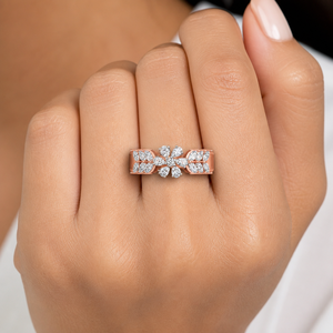 Anillo floral con diamantes cultivados en laboratorio inspirado en la naturaleza, anillo de compromiso con racimo de hojas y flores, joyería fina para mujer - Product Image 3