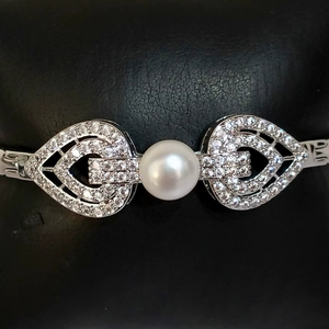 Freshwater Pearl AD <b>Bracelet</b> Gold Plated American Diamond Pearl <b>Bracelet</b> Fashion Jewelry Wholesale Manufacturer - Product Image 5