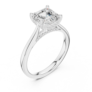 แหวนแบบคลาสสิกทรงวงแหวนซ่อนประดับเพชรทรง Asscher คุณภาพเยี่ยมจากเพชรเพาะเลี้ยงในห้องปฏิบัติการ ทำจากทองคำขาวแท้ 14k สำหรับผู้หญิง เหมาะสำหรับแหวนหมั้นและแหวนแต่งงาน - Product Image 5