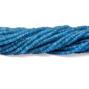 GEMS PARADISE Natural Blue Apatite Smooth Heishi Tyre Shape Gemstone Beads 4/5mm Loose <b>Spacer</b> Blue Beads Jewelry Making Bulk - Product Image 5