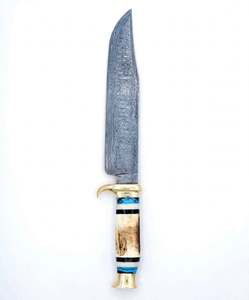 Handcrafted Patterned Steel Ornate Utility <b>Craft</b> <b>Tool</b> Horn & Resin Handle Executive Display Piece - Product Image 2