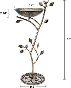 Baño para Pájaros de Metal de Diseño Moderno con Acabado Atractivo para Decoración de Patio y Jardín y Actividades de Alimentación de Aves Silvestres - Product Image 4