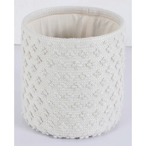 Cesta con base tejida estampada y mechones de lana, con asa de cuero PU, para baño, lavandería, guardería, mascotas, niños, regalos y almacenamiento - Product Image 5