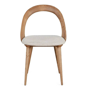 Silla de Comedor de Madera de Teca Sólida, Ecológica, Duradera y de Diseño Moderno, con Respaldo en Forma de Lazo y Asiento Tapizado, para Restaurantes - Product Image 1