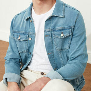 Nouvelle veste en jean tendance pour homme, 100% coton, écologique, respirante, décontractée, avec logo personnalisé sur le devant, pour la vente en ligne - Product Image 3