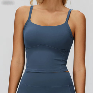 Top de Yoga para Mujer de Primera Calidad, Nuevo, Personalizado, al por Mayor, Top Corto Acanalado, Top Corto sin Mangas para Gimnasio, Correr y Entrenamiento - Product Image 2