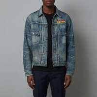 Veste en jean décontractée d'hiver à manches longues, 100 % coton, 14 oz, de haute qualité, sur mesure, avec logo brodé personnalisé, pour homme