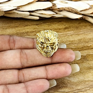 Hip Hop Latest Design Gothic <b>Skull</b> <b>Ring</b> Punk Brass Jewelry for Men 18k Gold Plated Biker <b>Ring</b> for Wholesale/OEM/ODM - Product Image 2