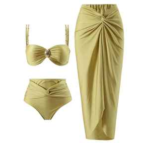 ชุดว่ายน้ำลายดอกไม้ 3 ชิ้น แบบซักได้ |   บิกินี่และกระโปรงซารองเข้าชุด |   กระโปรงผ้าไหม/ผ้าฝ้ายระบายอากาศสำหรับฤดูร้อน - Product Image 2