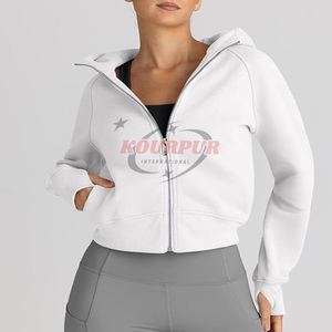 Sudadera con Capucha y Cremallera para Mujer, de Forro Polar, Color Sólido, Tejida, Manga Larga, Transpirable, Impermeable, para Invierno, con Logotipo Frontal - Product Image 2