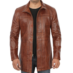 Manteau long en cuir pour homme, prêt pour l'hiver - Écologique, imperméable, respirant, durable, texture douce, confortable, élégant, mode streetwear - Product Image 1