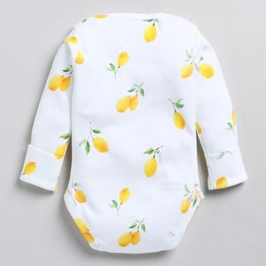 Body en bambou élasthanne biologique de qualité supérieure à manches longues imprimé citron et amour Sous-vêtements pour bébé - Product Image 3