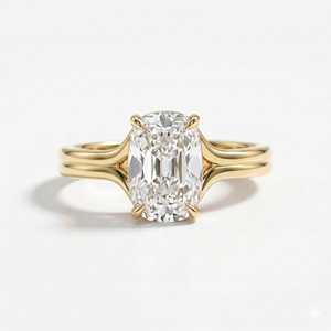 Elongated Cushion Cut Diamond Solitaire Engagement Ring 10K 14K 18K Solid Gold Plated <b>Silver</b> Classic Four Prong <b>Set</b> For Women - Product Image 1