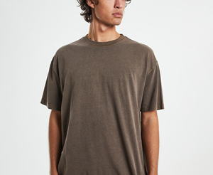 เสื้อยืดคอกลมแขนสั้นผ้าคอตตอนหนาน้ำหนักมาก พิมพ์โลโก้ได้ตามต้องการ เสื้อยืดออกกำลังกายวิ่งจ๊อกกิ้ง 220GSM สำหรับผู้ชาย - Product Image 1