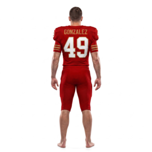 Ensemble d'uniformes de football américain personnalisés - Tissu en poly-spandex, sergé, coupe rétro ajustée, vêtements d'équipe pour hommes, OEM - Product Image 2