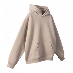 <b>Mens</b> Beige Hoodie and Sweatpants Set Oversized Kangaroo Pocket Hooded Tracksuit Fleece Two Piece Outfit Unisex Winter Tracksuit - Product Image 4