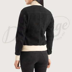 Luxury Women's Genuine Sheepskin Suede Short Biker <b>Jacket</b> Premium Black Suede <b>Jacket</b> for Women Soft Suede <b>Leather</b> with Zipper - Product Image 5
