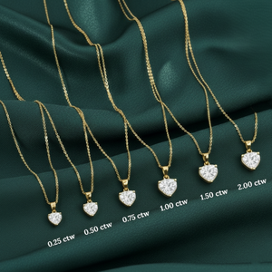 Pendentif en or 14 carats, bijoux fins, diamant solitaire en forme de cœur certifié cultivé en laboratoire, 0,25 ct - Product Image 1