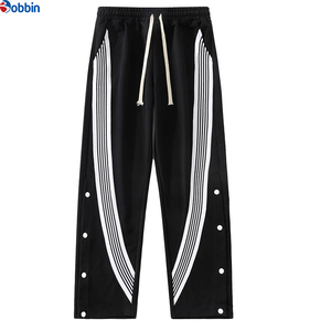BOBBIN INDUSTRIES New Fashion Comfortable Vintage Side Button Striped Patchwork Canvas Summer <b>Mens</b> Trendy Drawstring Loose - Product Image 2