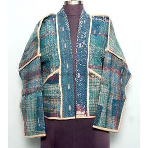 เสื้อแจ็คเก็ตผ้าฝ้ายปะติดปะต่อหลากสีสไตล์อินเดีย งานแฮนด์เมด พิมพ์ลายคันธา เป็นมิตรต่อสิ่งแวดล้อม สไตล์โบโฮ เหมาะสำหรับใส่ลำลอง - Product Image 1