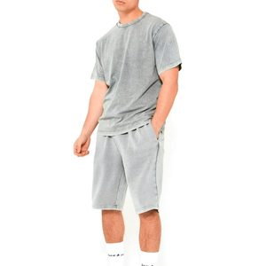 Ensemble T-shirt et short vintage surdimensionné pour homme, délavé à l'acide, avec impression graphique DTG personnalisée, en coton respirant sans coutures, style streetwear - Product Image 2