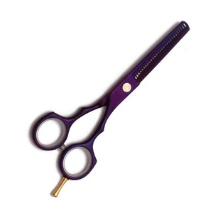 Tijeras Profesionales para Adelgazar el Cabello, Color Morado, Acero Inoxidable, Punta Afilada, Mango de Cerámica, Mango Largo, para Diestros, 28 Dientes, Duraderas - Product Image 5