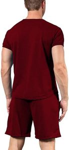 Conjunto Deportivo Casual para Hombre SANGLASPORTS, Color Sólido Vintage, Pantalones Cortos de Punto de Manga Corta, Secado Rápido, Ligero, Cintura Elástica, Ropa de Playa - Product Image 5