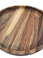 Plateau de service rond en bois de noyer massif, fait main, plat en noyer naturel, décoration de table rustique