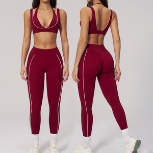 Leggings évasés taille haute Veste longue à fermeture éclair Extensible dans quatre sens Sans coutures Spandex et nylon respirants - Product Image 6
