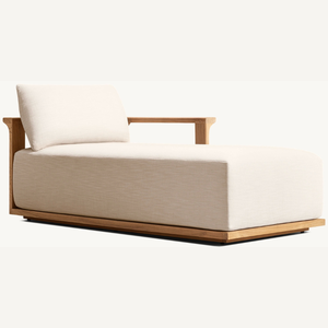 Tumbona más vendida hecha de madera de teca duradera con espuma suave para relajarse junto a la piscina con comodidad - Product Image 4