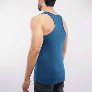 Men's <b>Navy</b> Blue Sleeveless O-Neck Tank <b>Top</b> Casual Knitted Solid Color Fit - Product Image 2