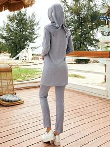 Ensemble de sport modeste grande taille de qualité supérieure pour femme avec fermeture éclair et poches, tenue de sport musulmane à séchage rapide et protection UPF30 - Product Image 3