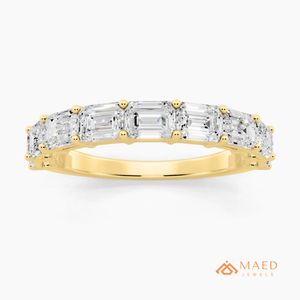 Anillo de Diamantes Moissanite con Corte Esmeralda Chapado en Oro de 18K, Anillo de Eternidad para Boda, Joyería Fina para Mujer, EE. UU. - Product Image 1