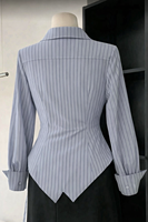 Blus Wanita Ukuran Besar Musim Semi/Gugur Musim Dingin Musim Panas Elegan Bergaris Bernapas Lengan Panjang Linen/Katun Kemeja Kantor Wanita Kancing