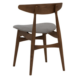 Silla de Comedor Premium Resistente, Respaldo de Madera Curvada de Roble Cacao, Asiento de Tela Gris, Muebles Modernos para Comedor, Ideal para Apartamentos - Product Image 5