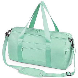 Mint Green Polyester Duffel <b>Bag</b> With Zipper Closure And Shoe <b>Compartment</b> For Exercise Fitness - Product Image 1