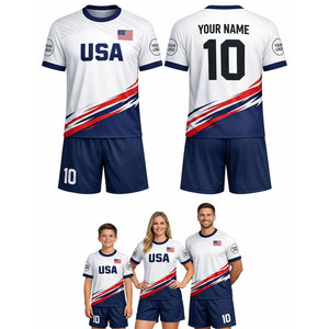 Conjunto de Camiseta y Pantalones Cortos de Fútbol Personalizados con Nombre y Número, Uniforme de Fútbol Blanco, Azul Marino y Rojo para Niños, Jóvenes y Adultos, Transpirable - Product Image 2