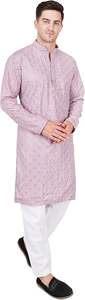 Conjunto de Kurta y Pijama TRILOKI para Hombre, Tejido Transpirable, Bordado con Lentejuelas, Estilo Étnico Indio Tradicional, de Rayón, para Verano - Product Image 5