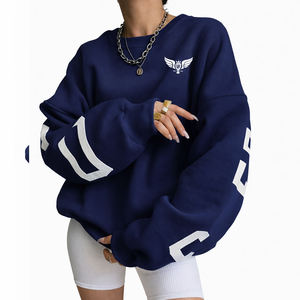 Sweat-shirt unisexe surdimensionné à col rond personnalisé, bleu marine, rose et beige, streetwear, pull décontracté, mode d'hiver - Product Image 1