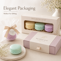 Ensemble de savons macaron bio transparents faits main sur mesure ODM, à base de plantes, blanchissants, naturels, à base de plantes, taille standard, marque privée
