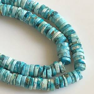 Cuentas de Piedra Natural Howlite Turquesa Lisa en Forma de Moneda Heishi para Fabricación de Joyas, Hilo GDS1737, Piedra Suelta - Product Image 3